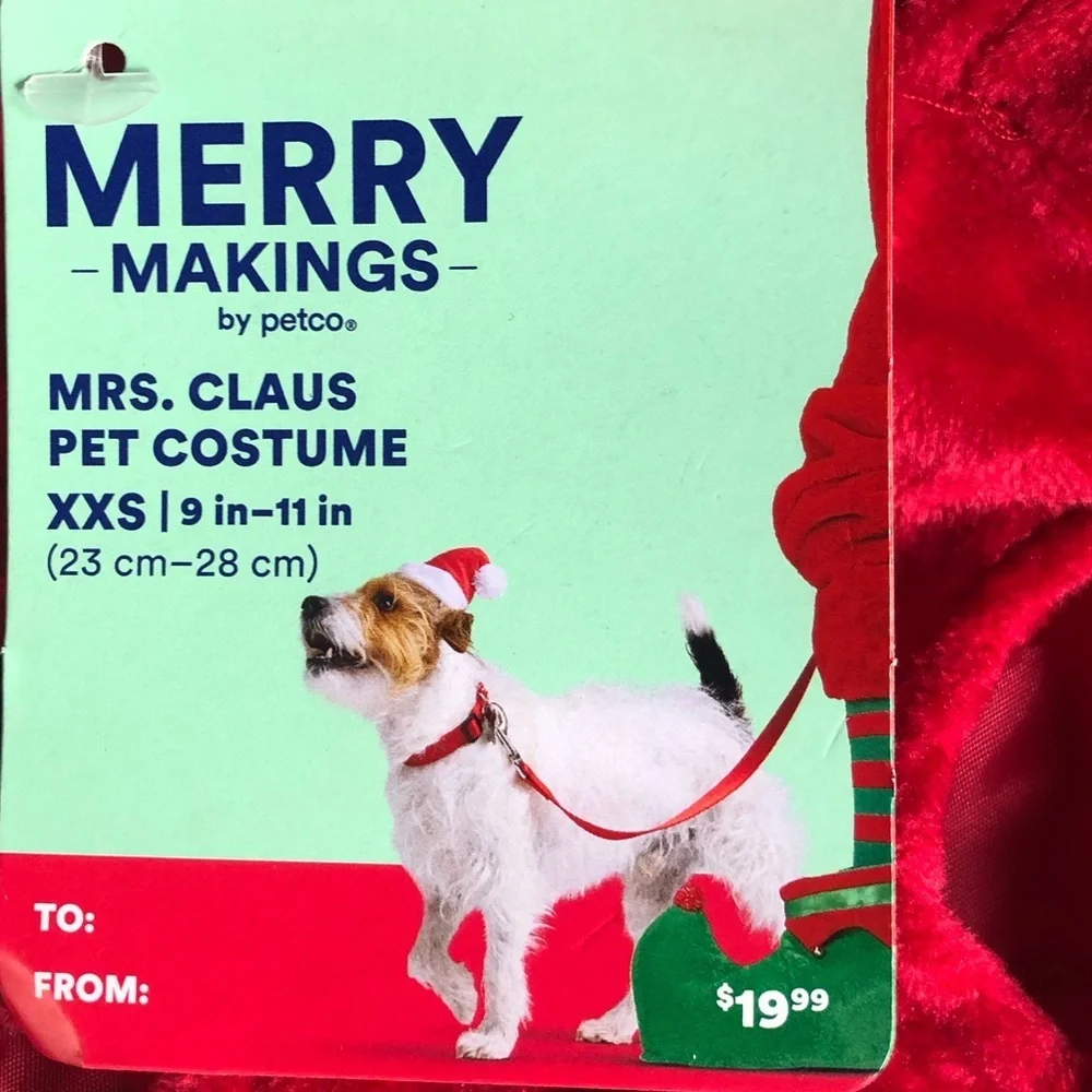 NWT Mrs. Santa Claus Dog Dress Costume XS